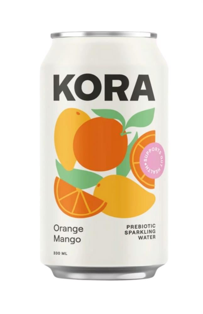 KORA Sparkling Probiotic & Prebiotic Orange Mango Drink 330ml - 3 Pack