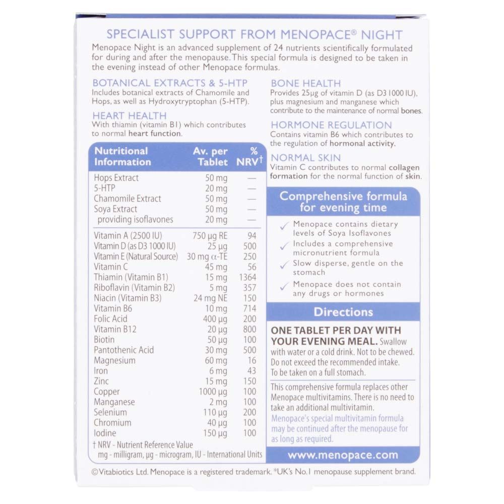 Vitabiotics Menopace Night - 30 Tablets