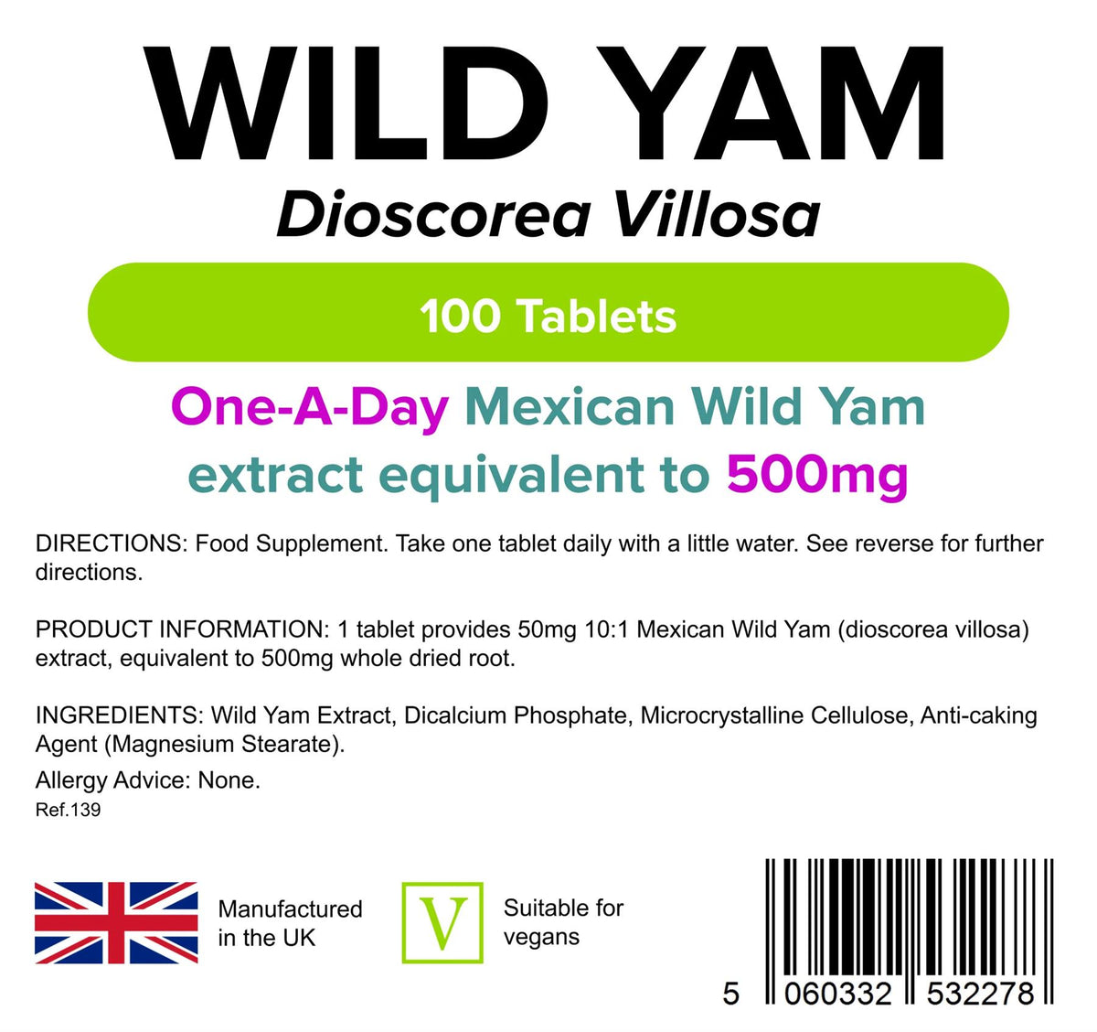 Lindens Wild Yam 500mg - 100 Tablets - image 2