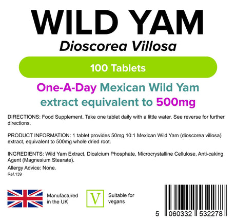 Lindens Wild Yam 500mg - 100 Tablets