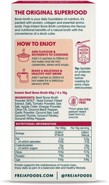 Freja Instant Beef Bone Broth box of 4 x 15g Sachet - Beef - 4 Pack