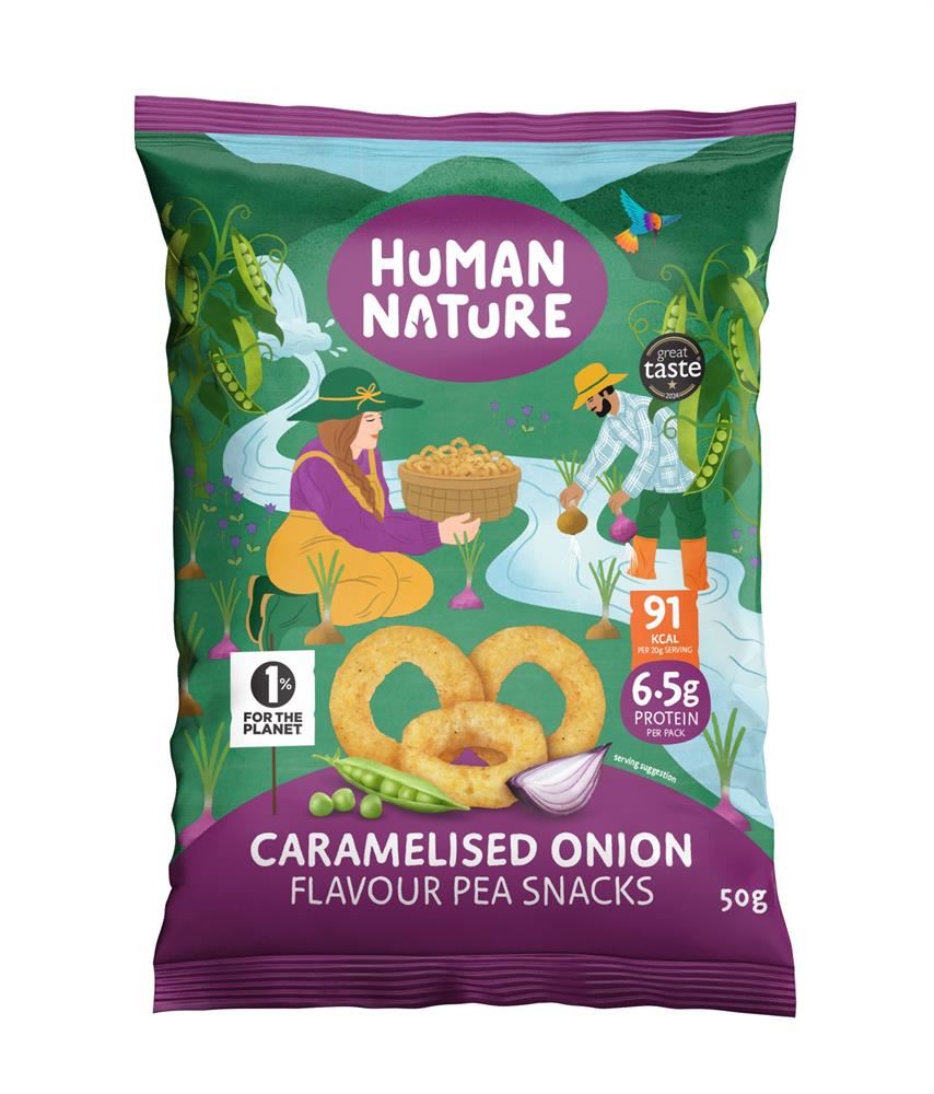 Human Nature Caramelised Onion Pea Rings 50g - 10 Pack