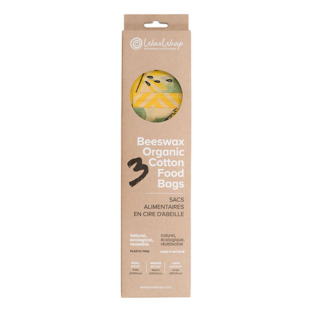 Wax Wrap Beeswax Org Cotton Food Bags 3 Bags
