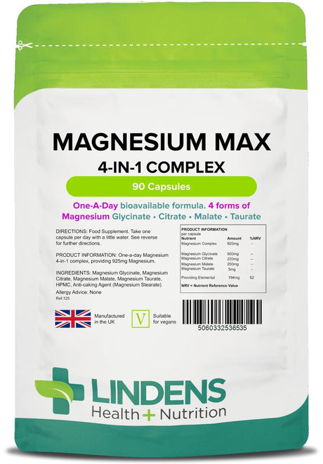 Lindens Magnesium Max 4-in-1 Complex - 90 Capsules