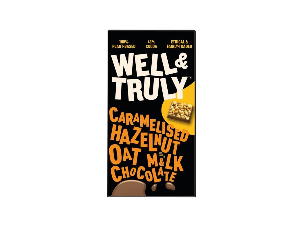 Well and Truly Oat M&lk Chocolate with Caramelised Hazelnuts Bar 90g