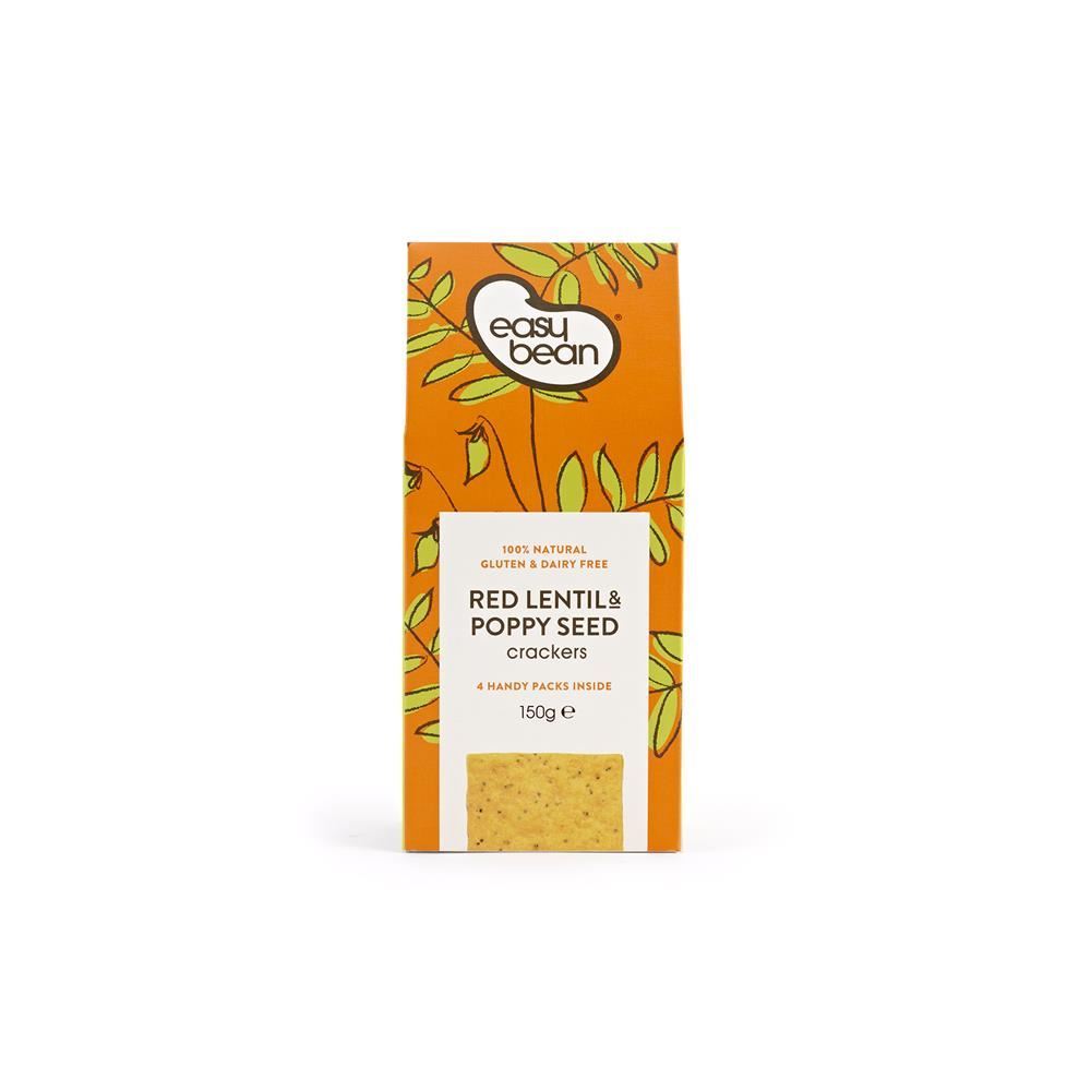 Easy Bean Red Lentil & Poppy Seed Crackers 150g - 8 Pack