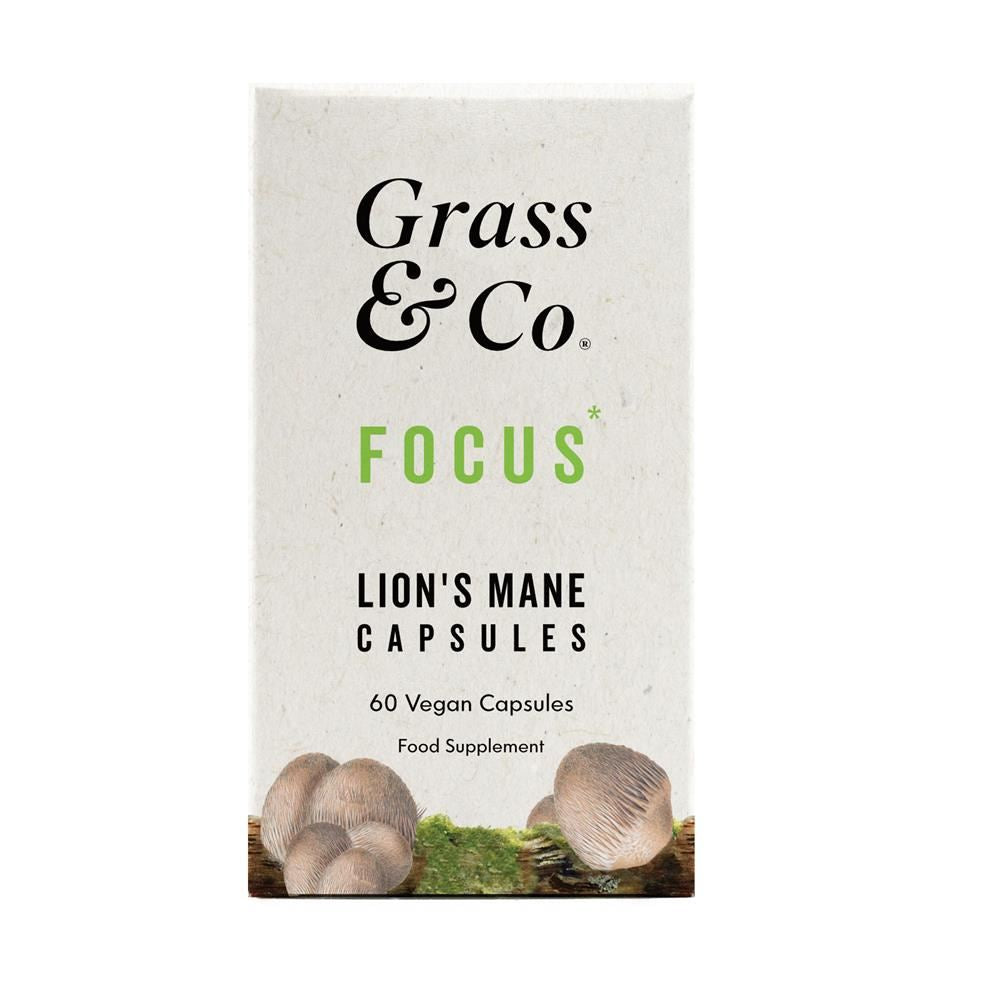 Grass and Co FOCUS Lion's Mane Mushrooms with Ginseng + Omega-3 60 Capsules