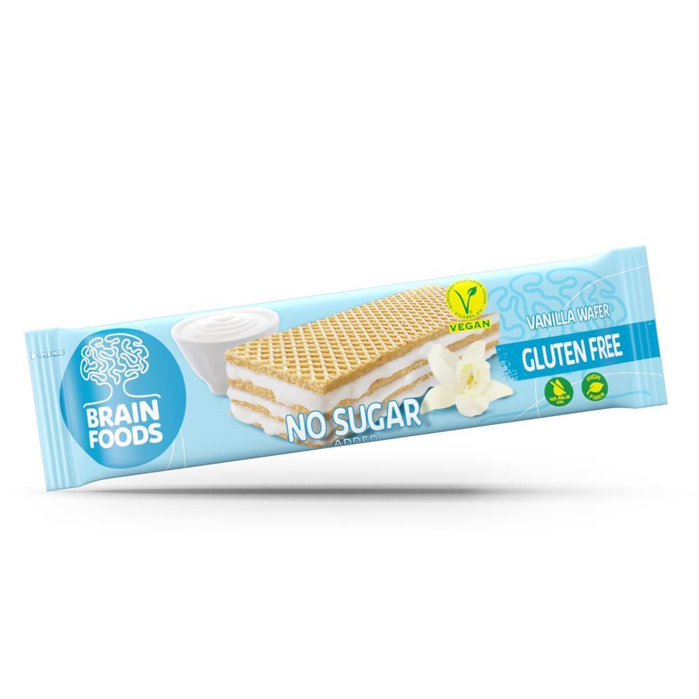 Brain Foods No Sugar Gluten Free Vanilla Wafer 30g - 12 Pack