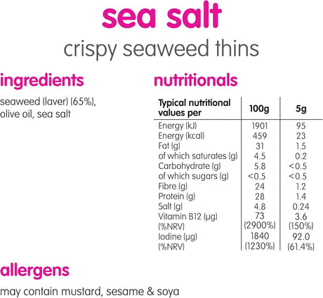 Itsu Crispy Sea Salt Flavour Seaweed Thins Snack 5g - Pack of 20