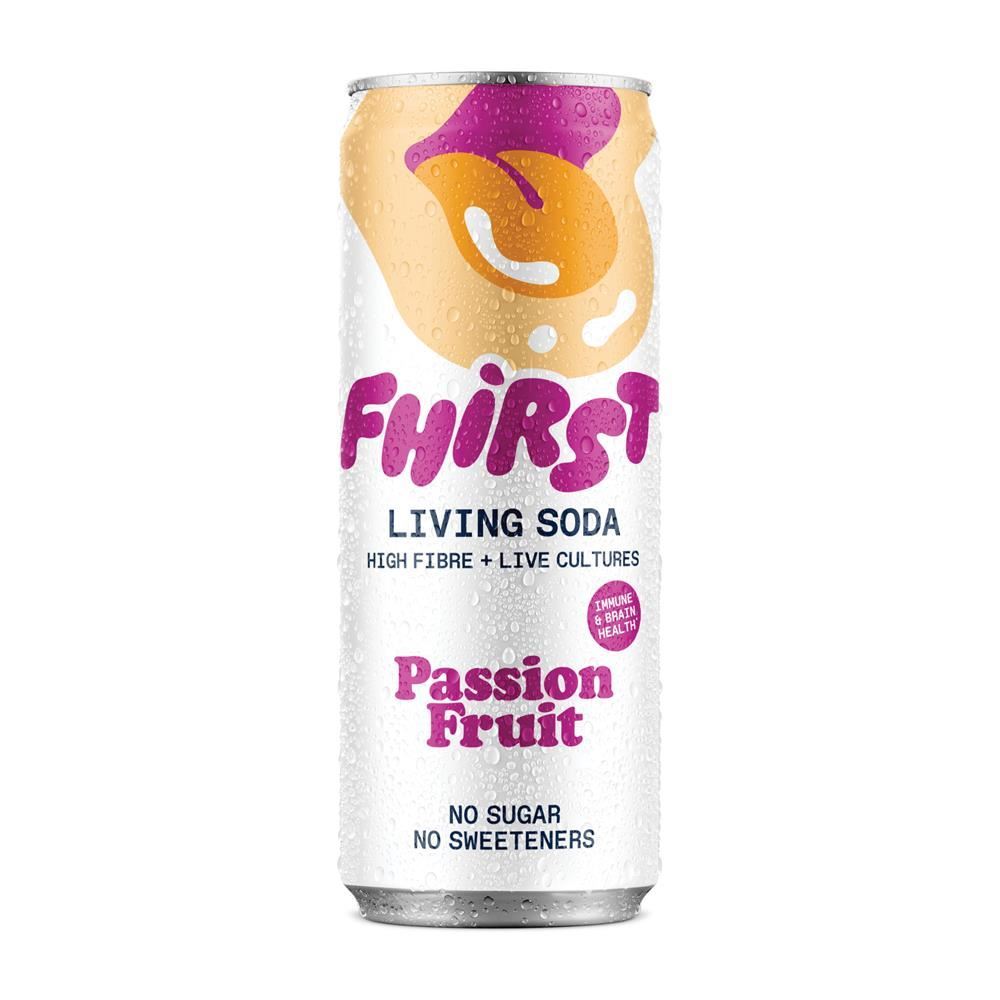 FHIRST Living Gut Soda Passion Fruit Probiotic + Prebiotic 330ml - 6 Pack