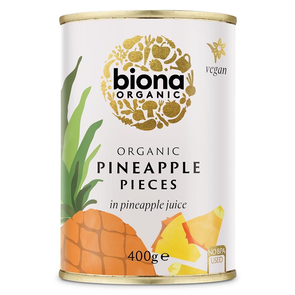 Biona Organic Pineapple Pieces in Pineapple Juice 400g