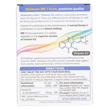 Vitabiotics Ultra Vitamin K2 - 60 Tablets