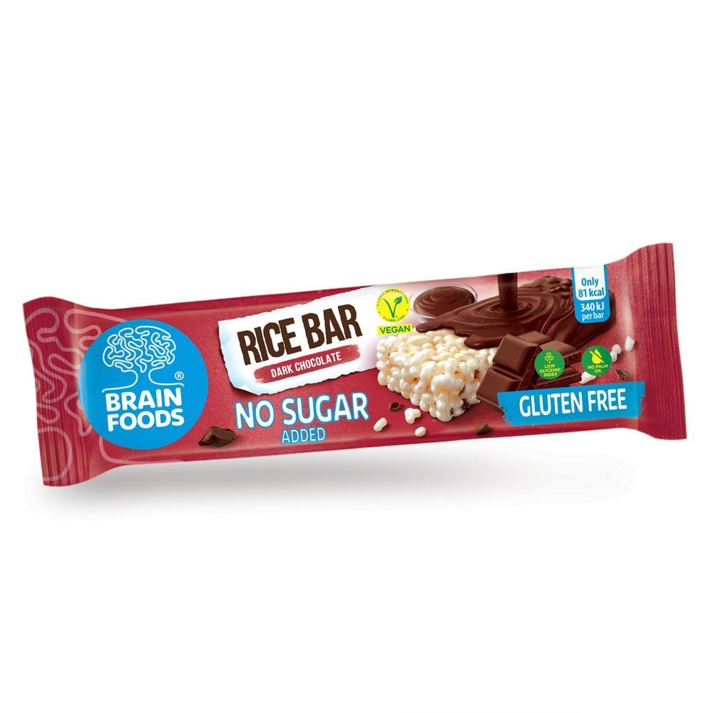 Brain Foods Rice Bar Chocolate 18g - 20 Pack