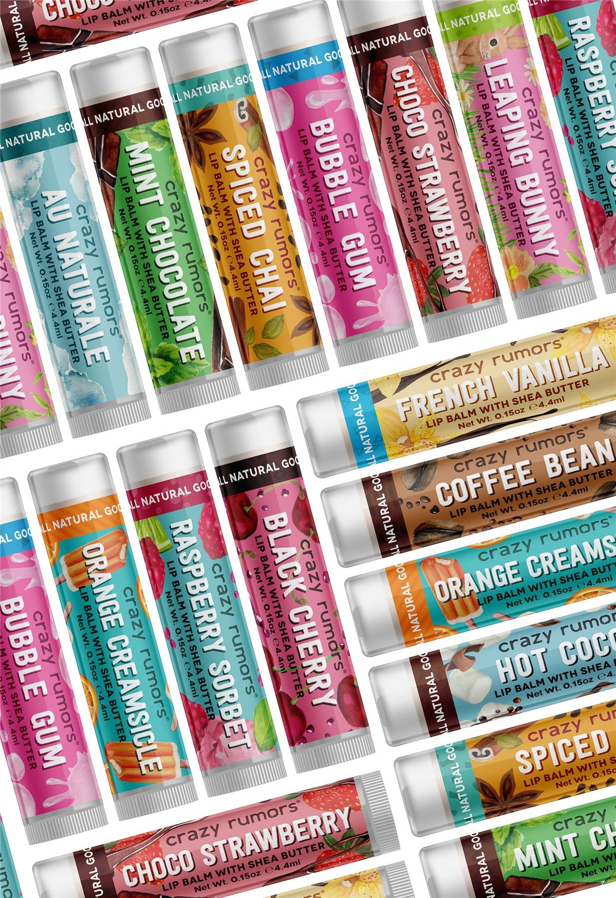 Crazy Rumors Lip Balms - 100% Natural, Vegan & Cruelty Free - All Flavours