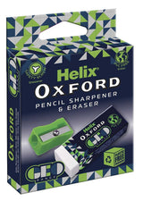 Helix Oxford Geo Eraser and Pencil Sharpener - Green
