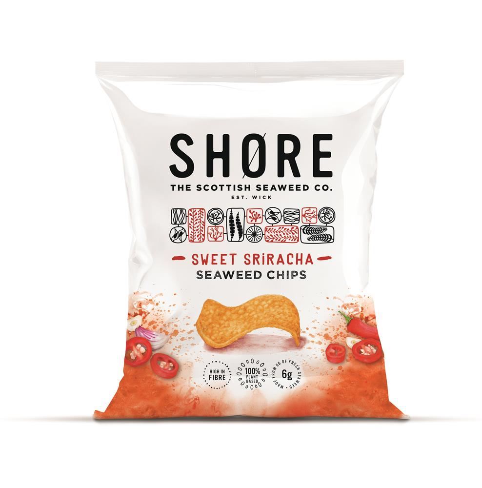 Shore Scottish Seaweed Seaweed Chips - Sweet Sriracha 25g - 6 Pack