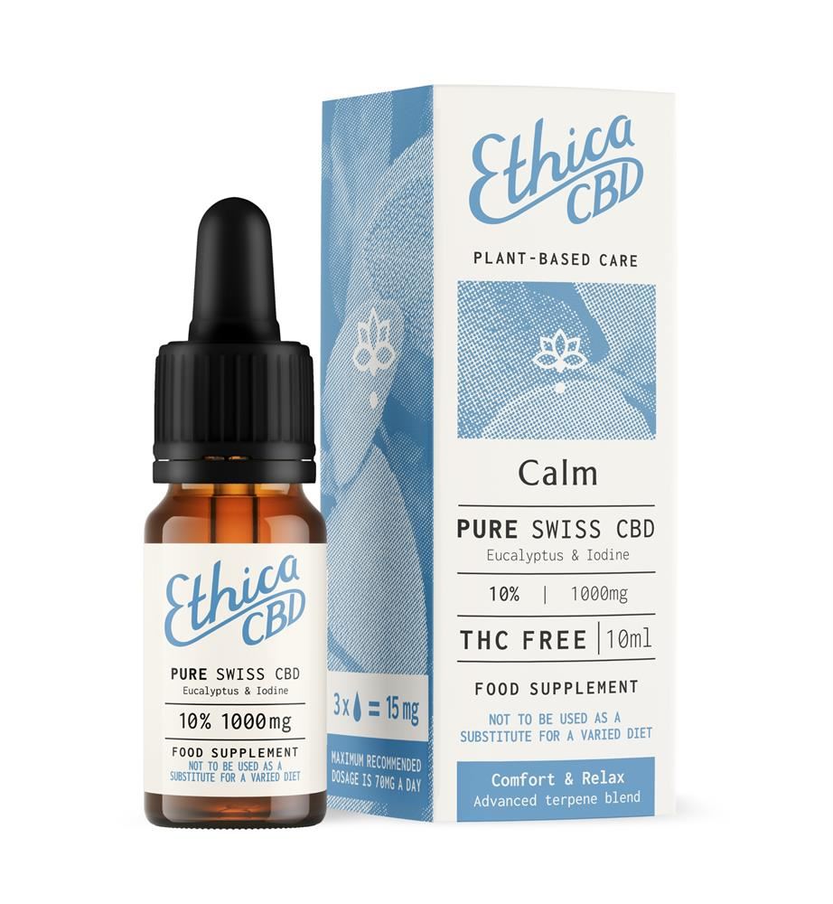 EthicaCBD Calm CBD Oil 1000mg/10ml (with Eucalyptus & Iodine)