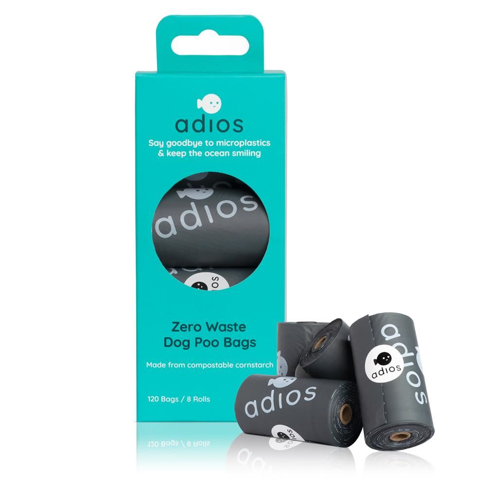 Adios Plastic Compostable Poo Bag Grey 120 Pack Non Handle