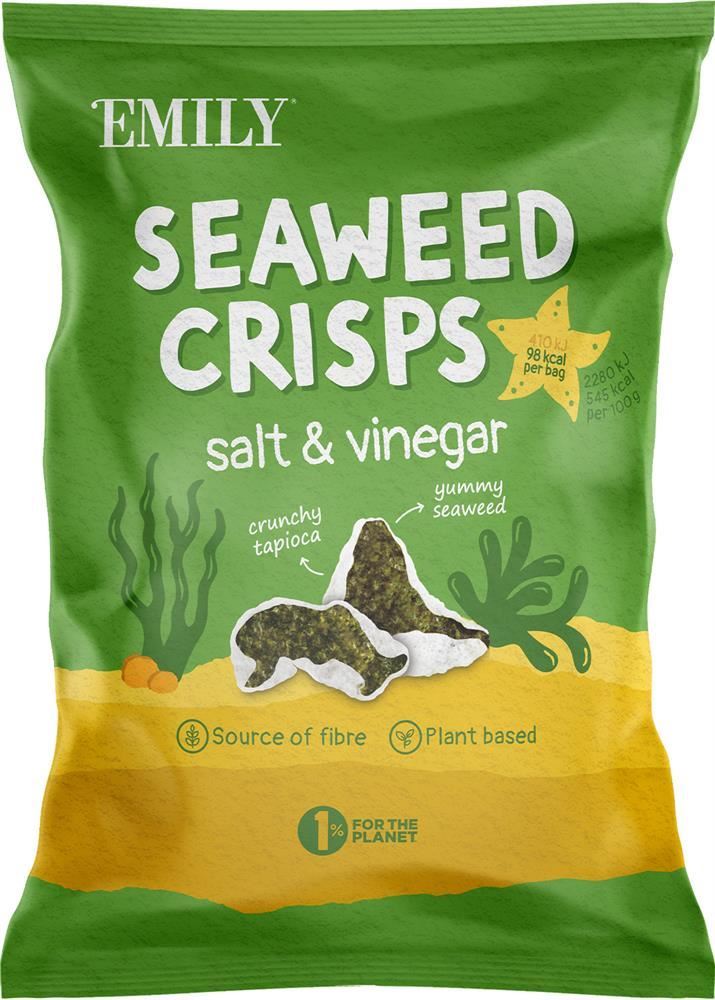 Emily Seaweed Crisps Salt & Vinegar 18g - 6 Pack