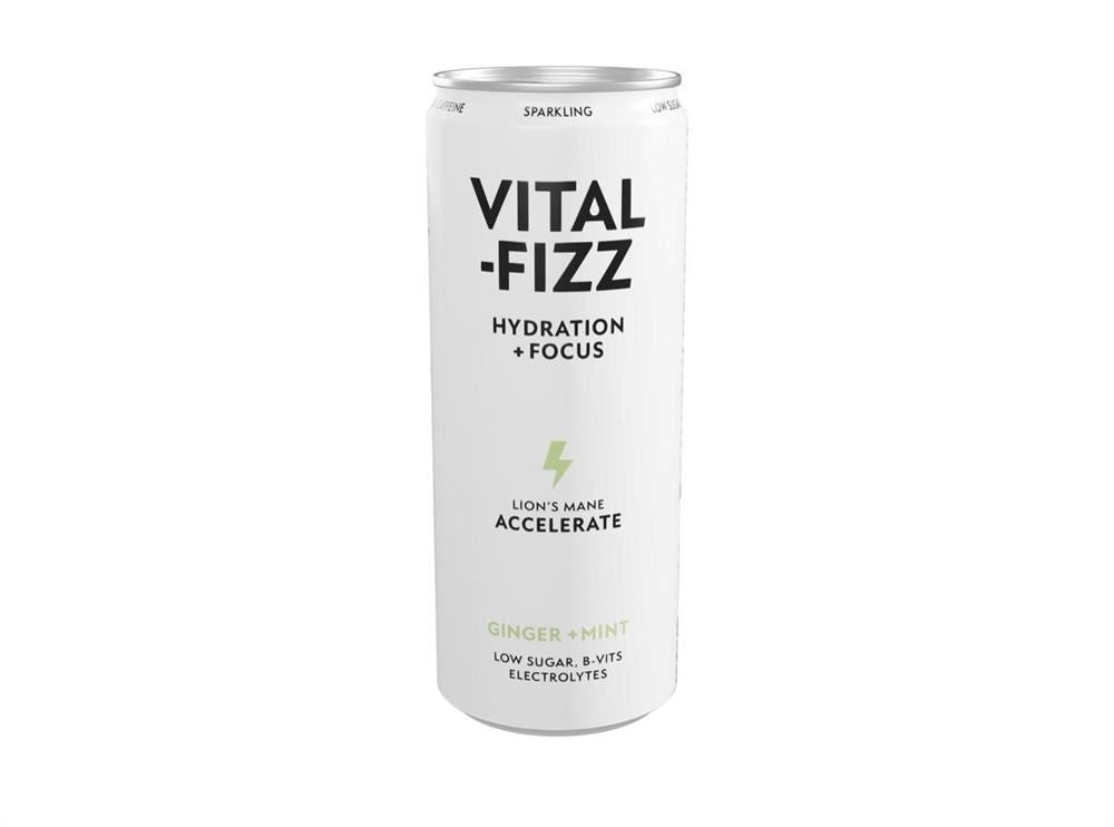 Vital Fizz Accelerate - Ginger & Mint Lions Mane Drink 250ml - 3 Pack