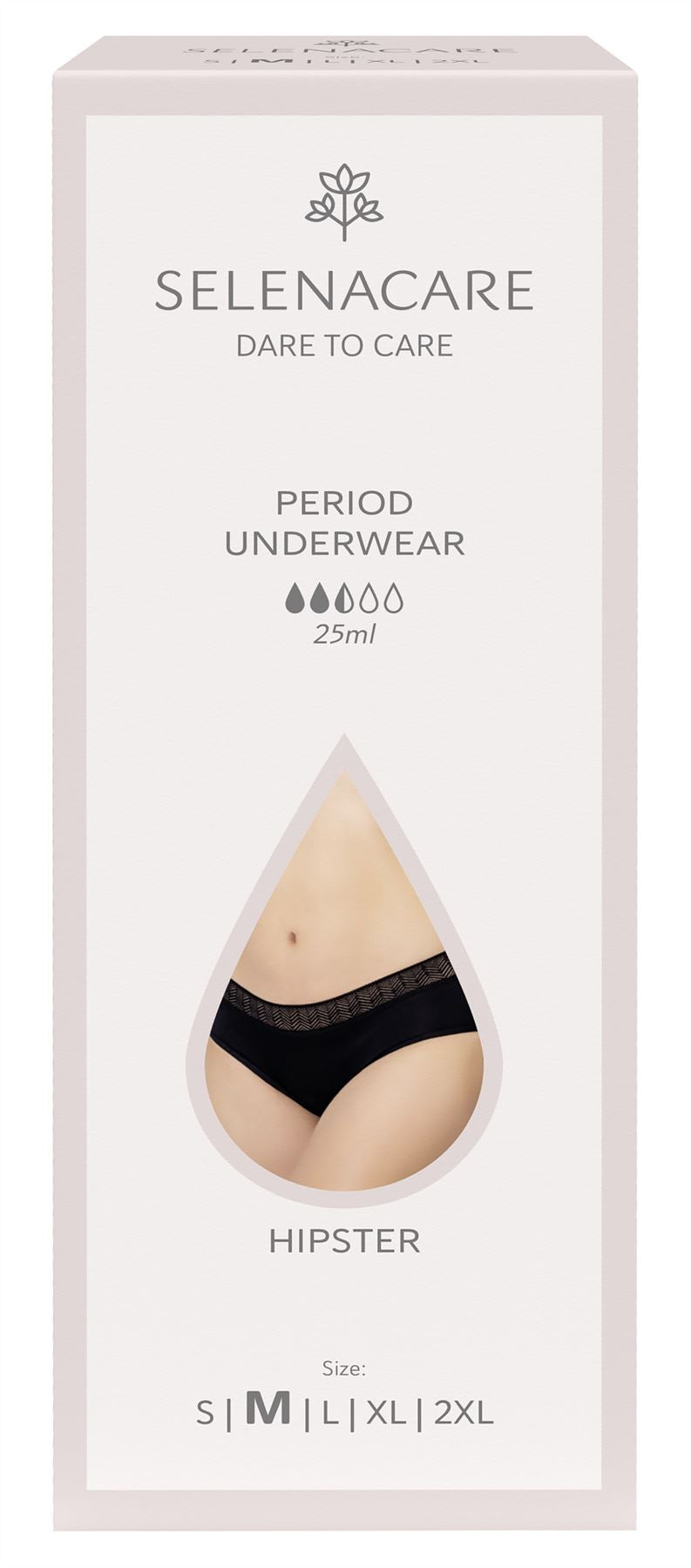 Selenacare Menstrual undies HIPSTER Black Size M