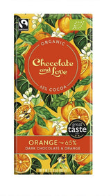 Chocolate Love Vegan/Organic/Fairtrade Orange Dark Chocolate 65% 80g - 14 Pack