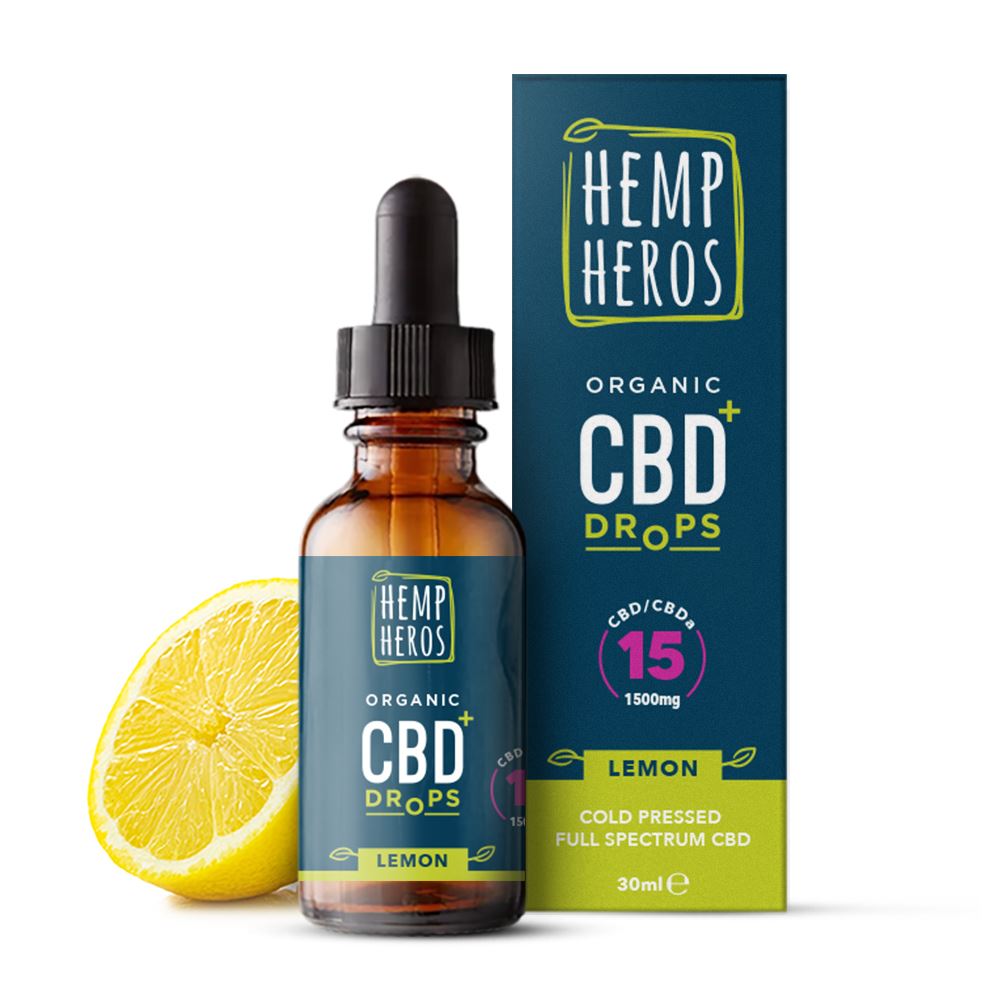 Hemp Heros Organic cold pressed CBD+ 1500mg lemon flavour - 30ml bottle