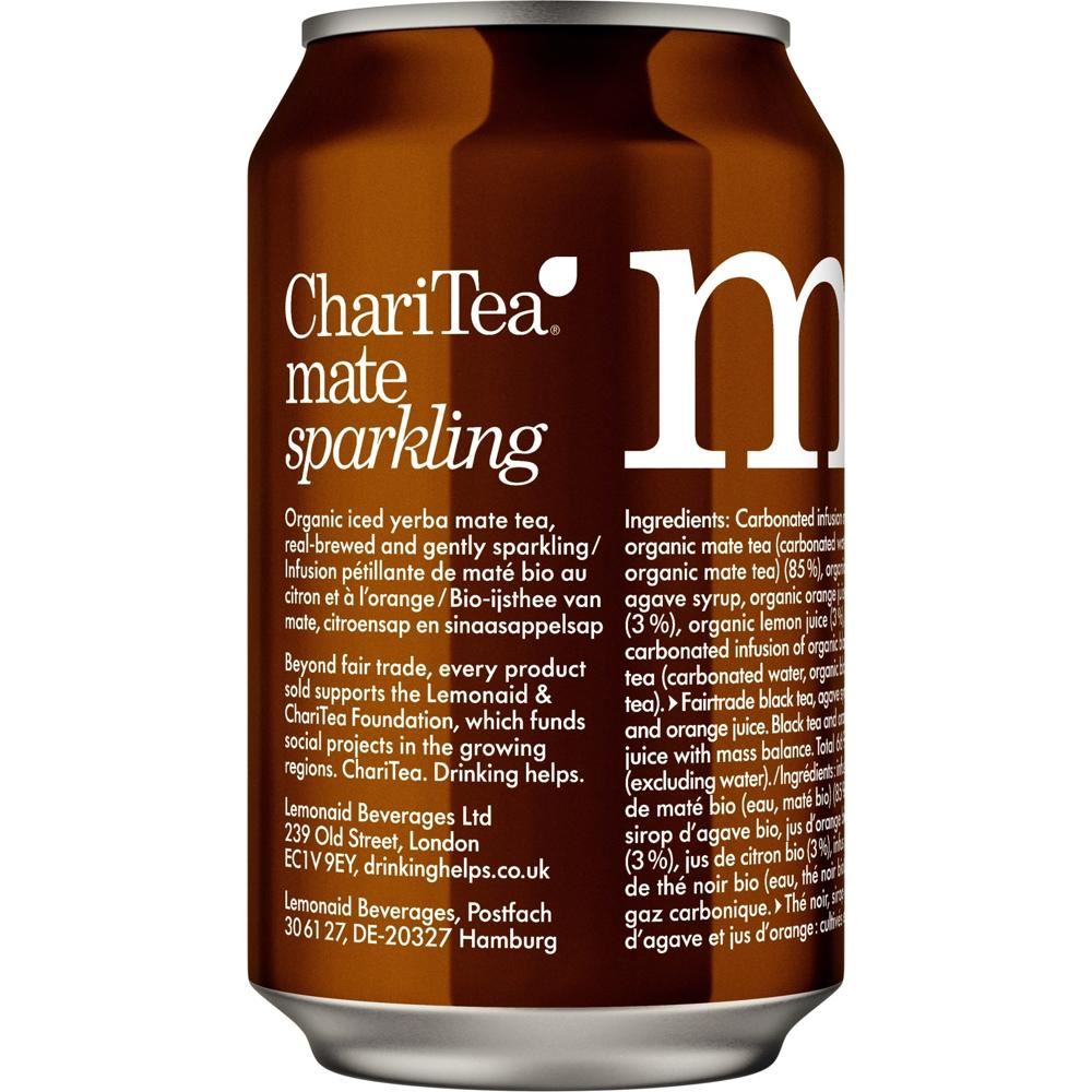ChariTea Mate - Organic Sparkling Iced Tea - 330ml cans - 4 Pack