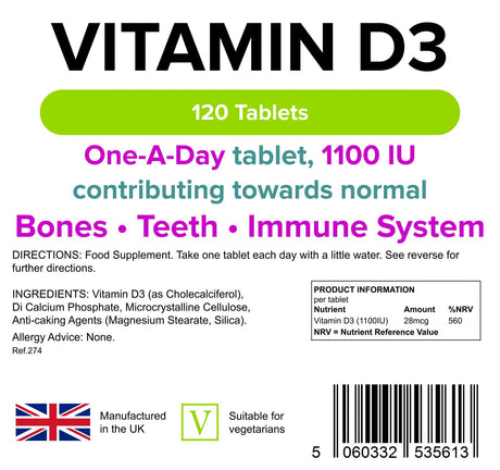 Lindens Vitamin D3 1100 IU - 120 Tablets