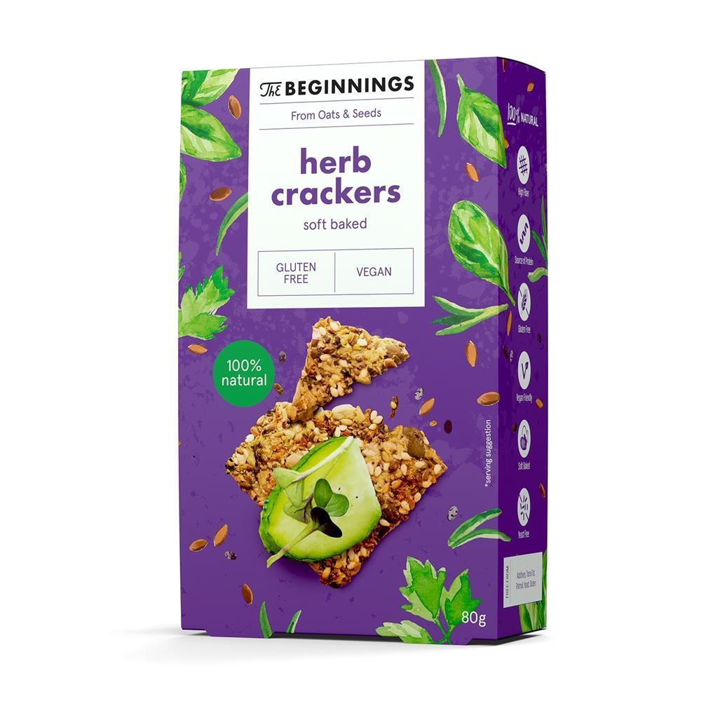 The Beginnings Herb Crackers 80g - 8 Pack