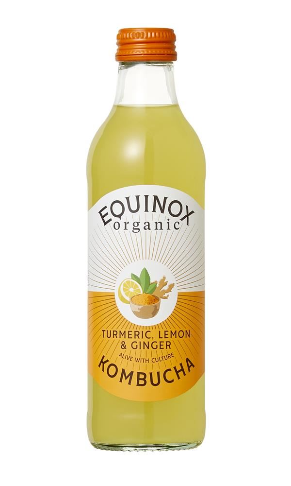 Equinox Kombucha Organic Kombucha Turmeric Lemon and Ginger 275ml - 3 Pack