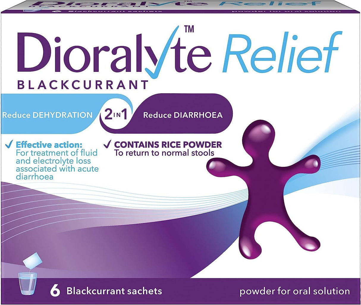 Dioralyte Relief 2in1 Blackcurrant Flavour - 6 Sachets