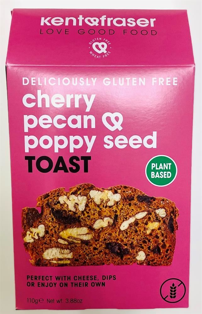 Kent and Fraser Gluten-Free Vegan Cherry Pecan Poppy Seed Toast 110g - 6 Pack