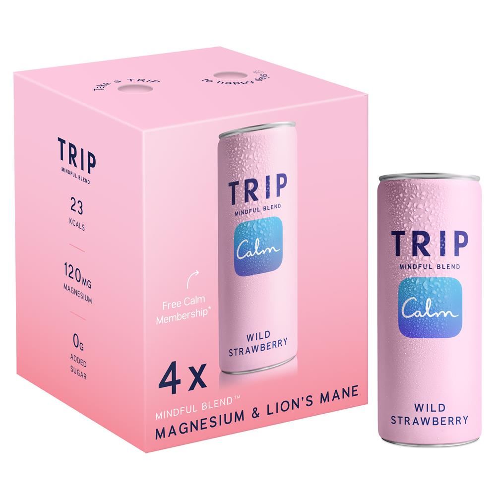 Trip Drink Ltd Wild Strawberry Mindful Blend Calm Drink Multipack 4 x 250ml