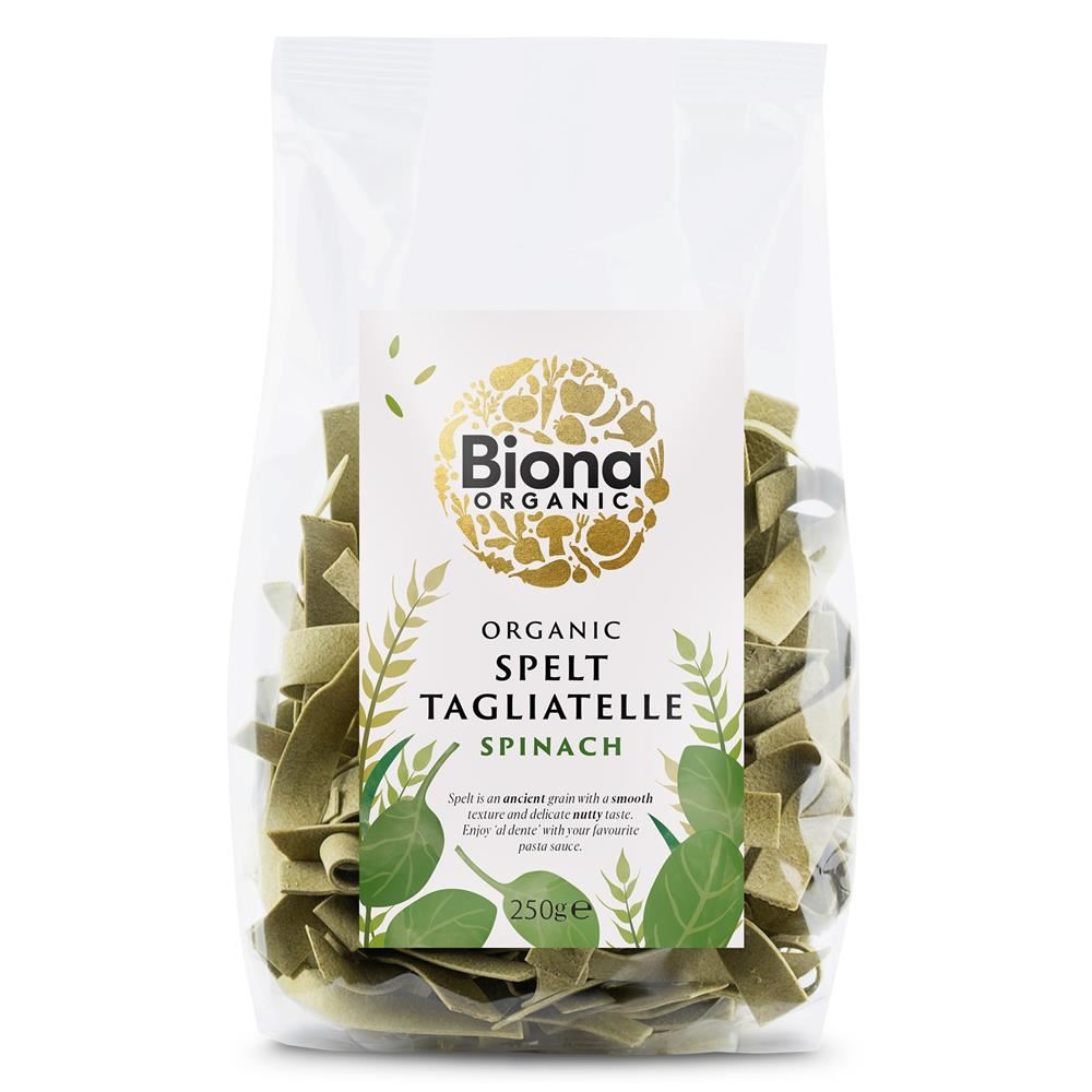 Biona Spelt Spinach Artisan Tagliatelle Pasta - Rolled Organic 250g