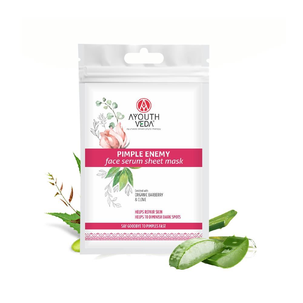 Ayouthveda Pimple Enemy Face Serum Sheet Mask 20g - 12 Pack