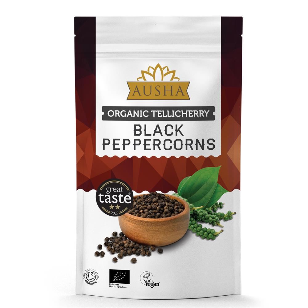 AUSHA Organic Black Peppercorns 200g