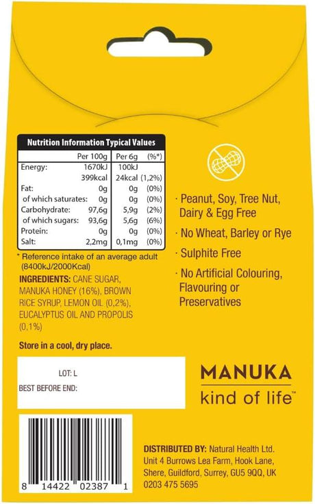 Wedderspoon Manuka Honey Drops Lemon & Bee Propolis 120g