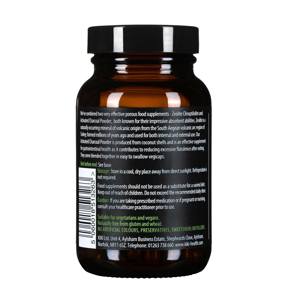 Kiki Health Zeolite With Activated Charcoal 360mg - 100 Vegicaps
