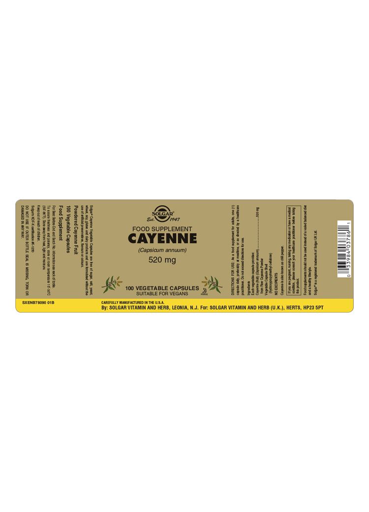 Solgar Cayenne 520 mg - 100 Vegicaps
