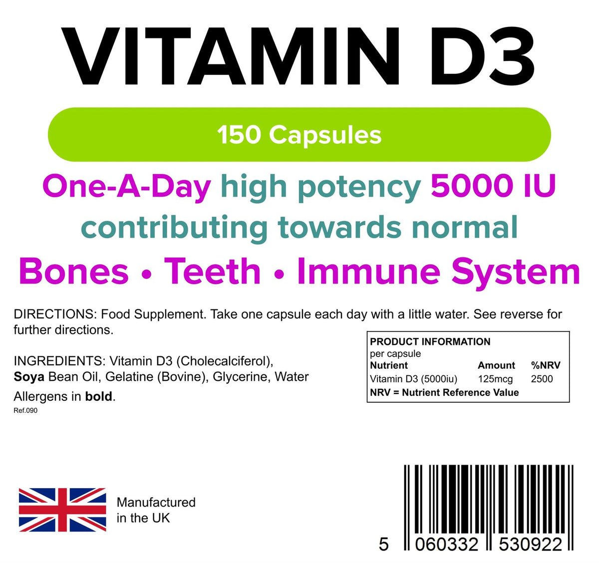 Lindens Vitamin D3 5000 IU - 150 Capsules - image 2