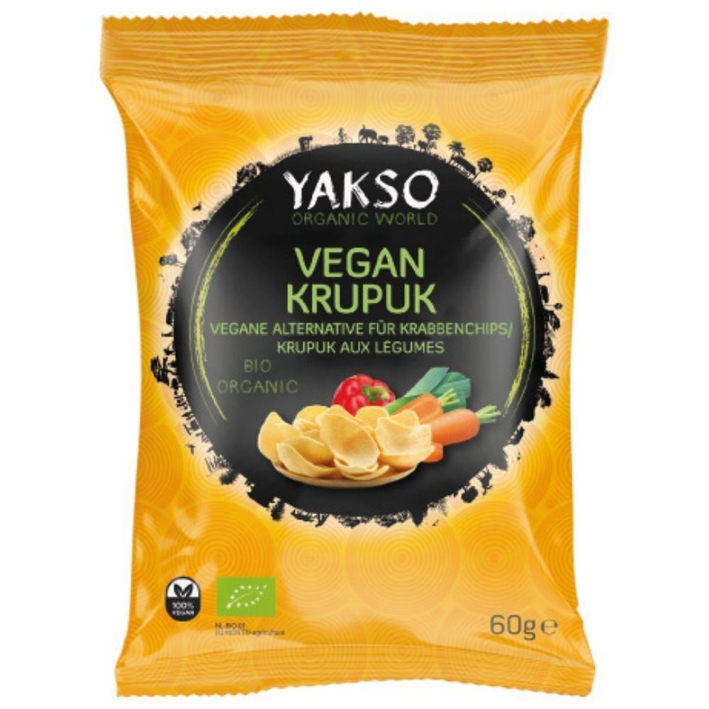 Yakso Organic Vegan Krupuk Prawn Crackers 60g - 6 Pack