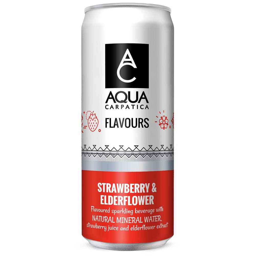 AQUA Carpatica Flavoured Sparkling Mineral Water Strawberry & Elderflower 330ml