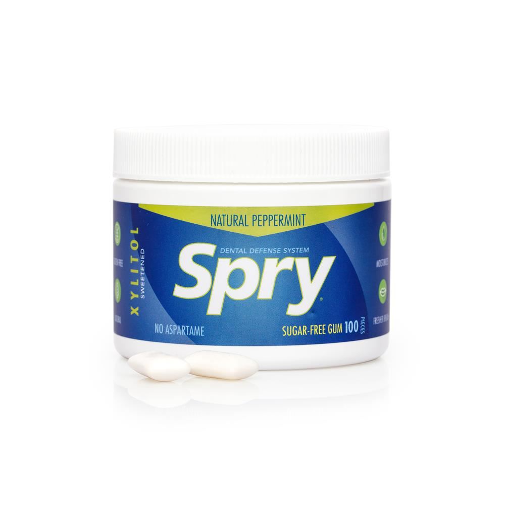 Spry Natural Peppermint Xylitol Gum 100 piece tub