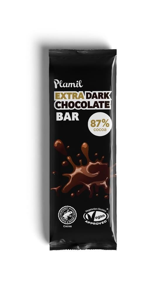 Plamil Extra Dark 87% Cocoa Chocolate Bar 40g - 12 Pack