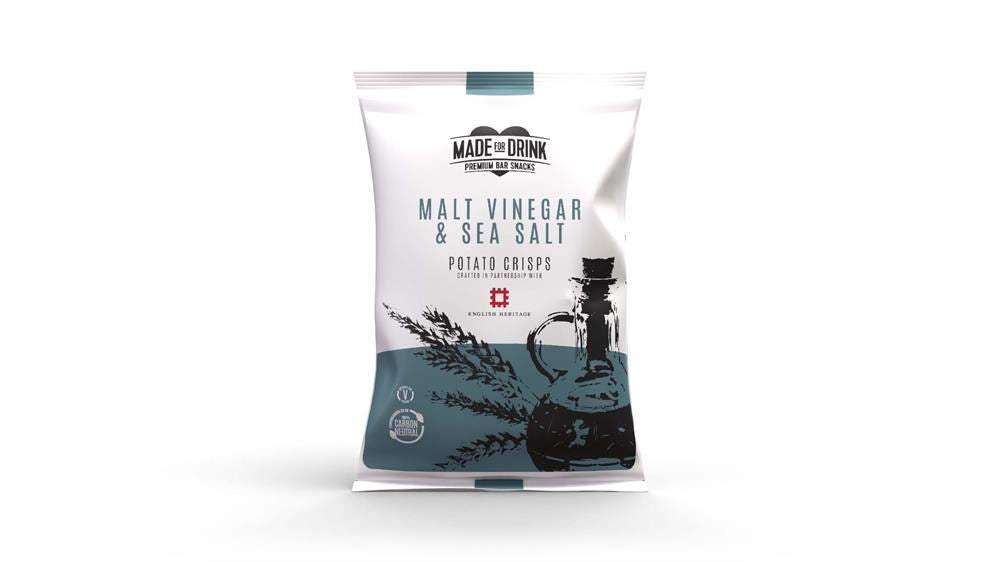 Made For Drink English Heritage Sea Salt & Malt Vinegar Crisps 150g - 12 Pack
