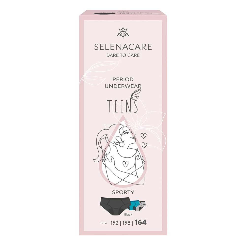 Selenacare TEENS period panties Sporty Black Size 164