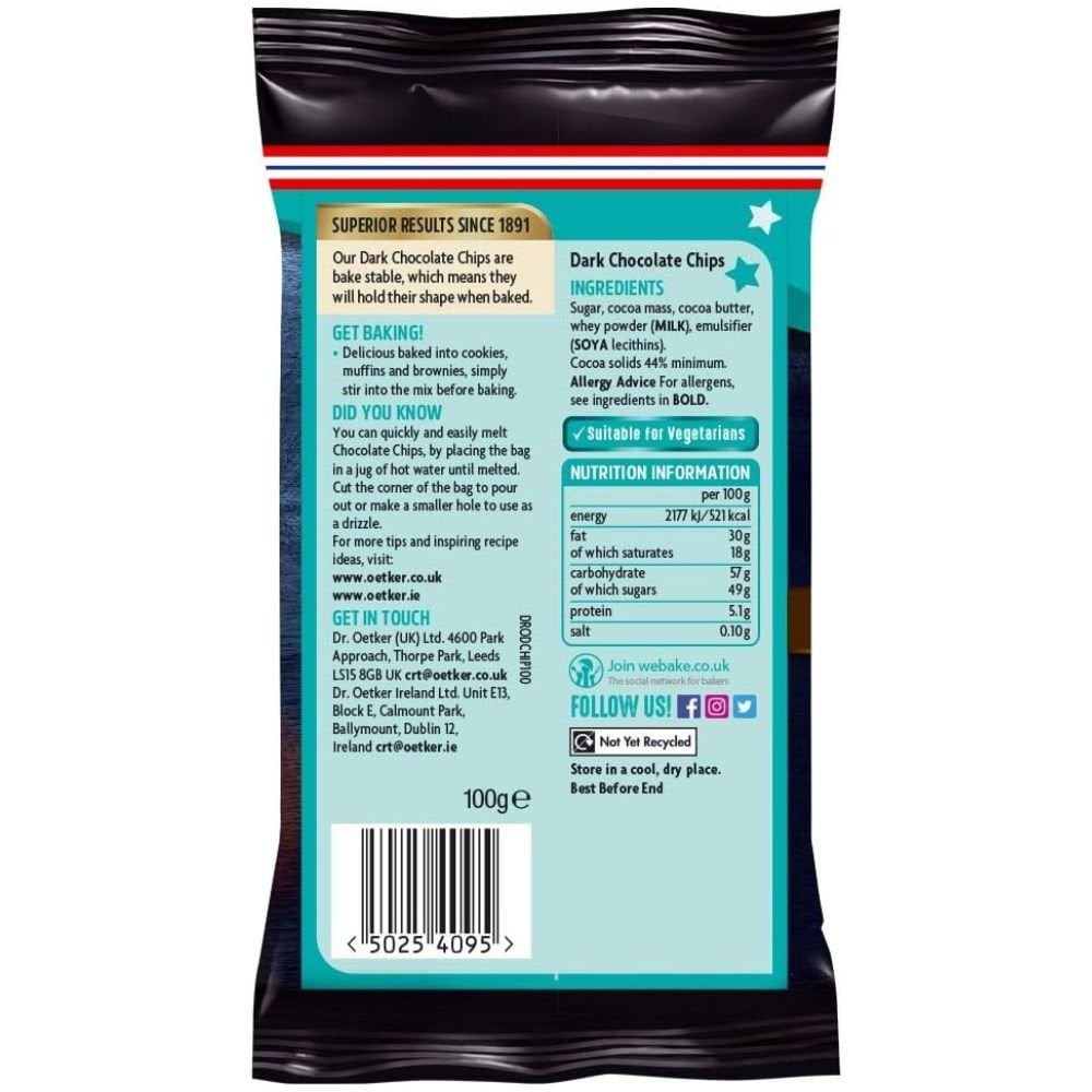 Dr. Oetker Dark Chocolate Chips 100g - Pack of 9
