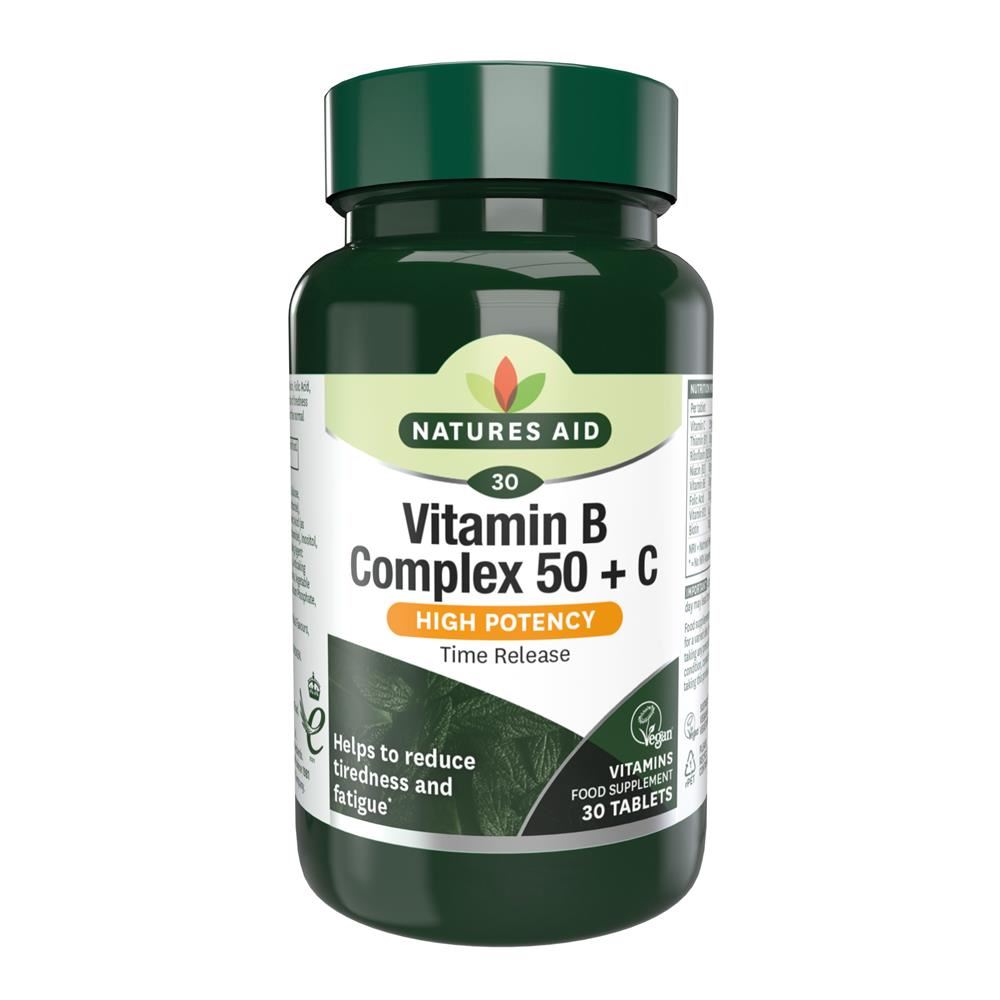 Natures Aid Vitamin B Complex 50 + C 30 Tablets