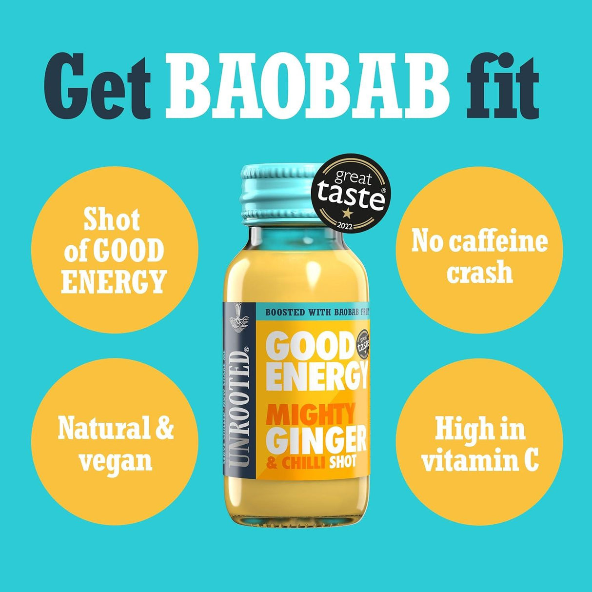 Unrooted Mighty Ginger Shot ginger & turmeric wake-up shot 60ml x 12